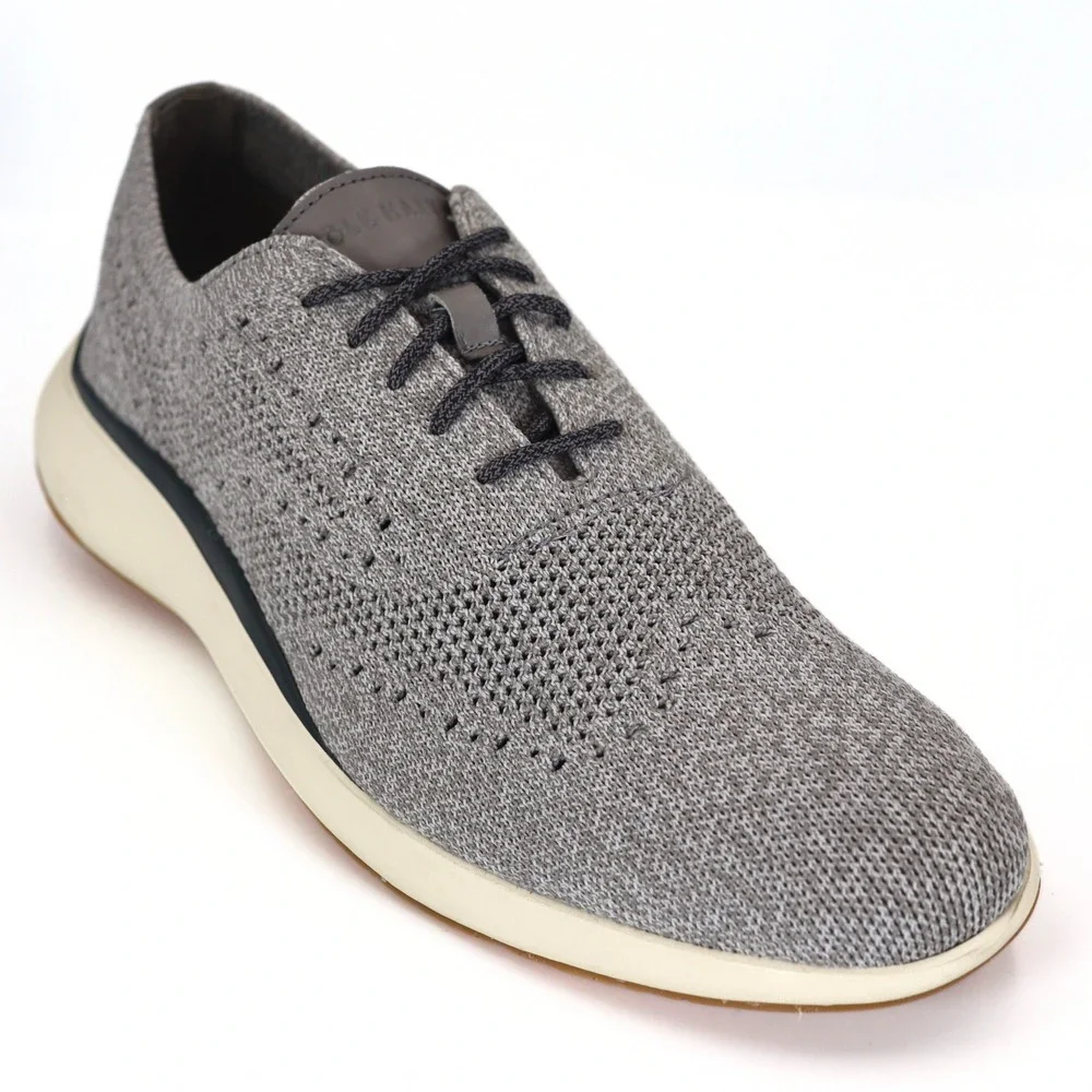 Cole Haan Zerogrand Stitchlite Oxford Mens 10.5 Gray Knit Wingtip Casual Office
